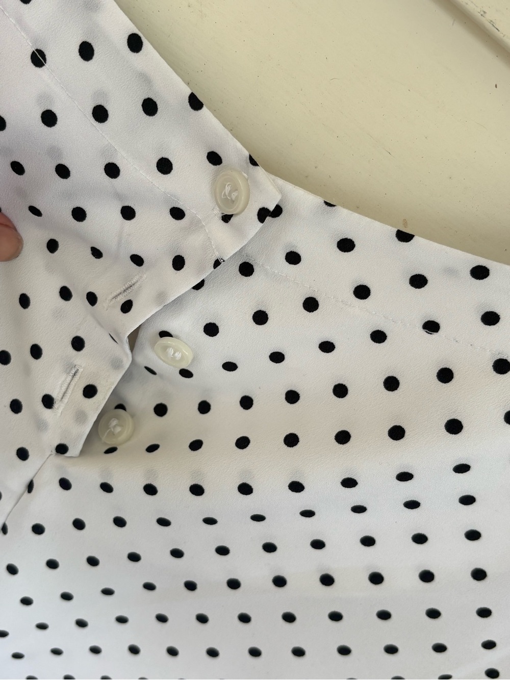 Liz Baker White Short Sleeve Top with Black Polka Dots - Picture 4 of 5